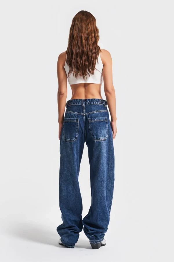 Beli kemer detaylı denim pantolon - Görsel 5