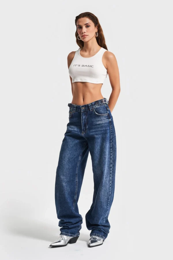 Beli kemer detaylı denim pantolon - Görsel 2